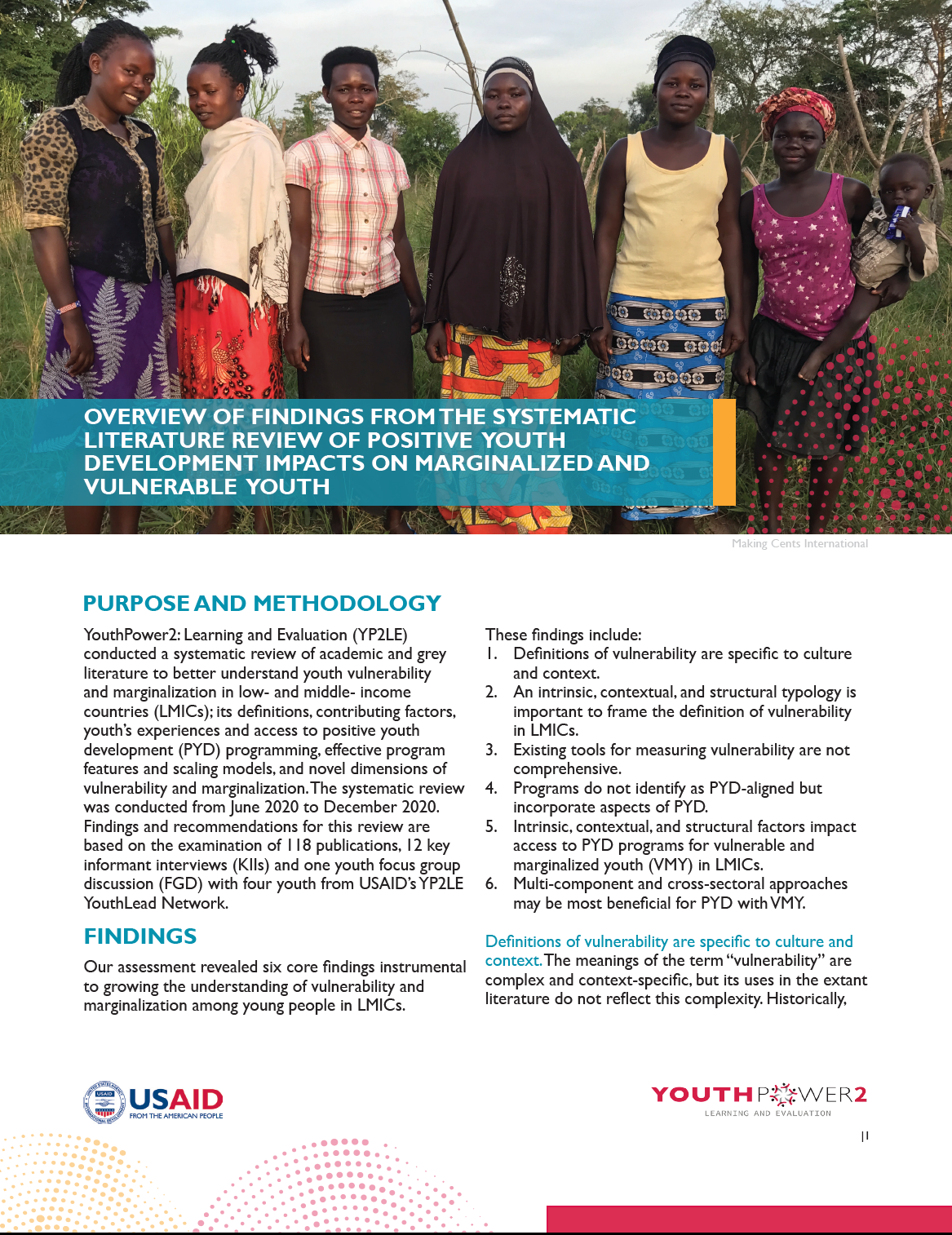 Report cover with a photo of several African women smiling